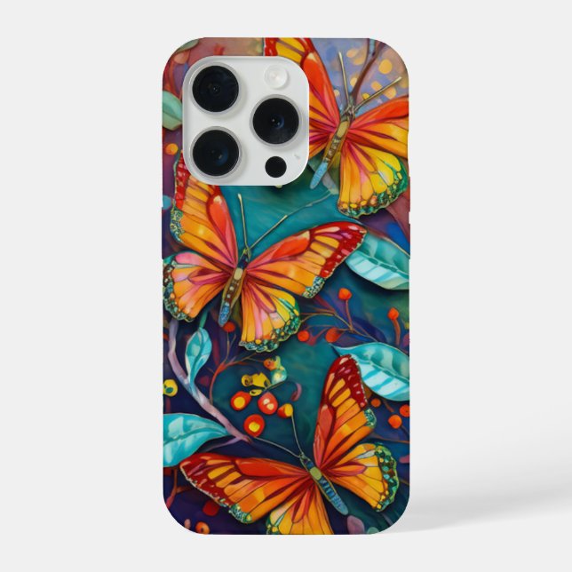 Funda Para iPhone Alas en llamas, mariposas de finales de verano (Reverso )