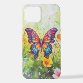 Funda Para iPhone 12 Alas Naranjas azules de mariposa