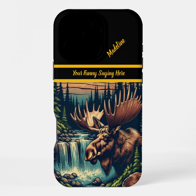 Funda Para iPhone Alce junto a una tranquila corriente forestal (Reverso )