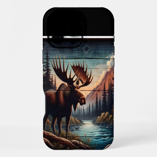 Funda Para iPhone Alce junto al río (Reverso )