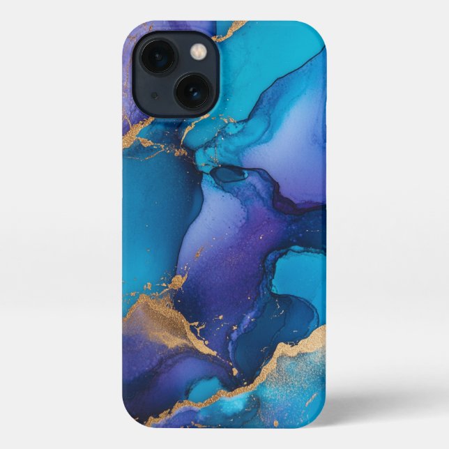 Funda Para iPhone alcohol morado azul arte giratorio oro (Reverso )