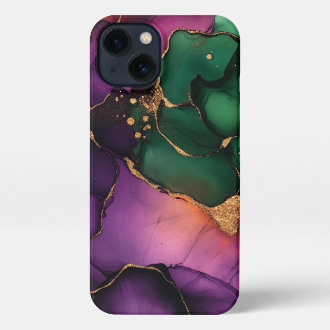 Funda Para iPhone alcohol morado verde arte giratorio oro (Reverso )