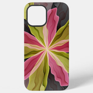 Funda Para iPhone 12 Pro Max Alegría, rosa verde fantasía floral fractal antrac
