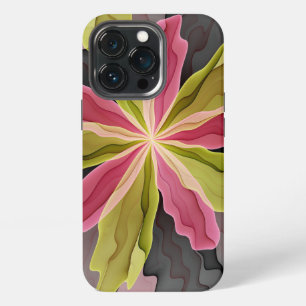 Funda Para iPhone 13 Pro Alegría, rosa verde fantasía floral fractal antrac