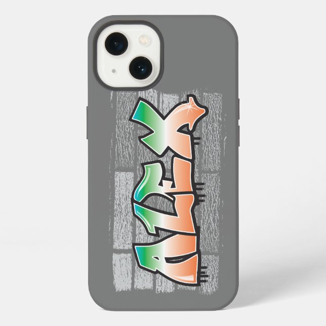 Funda Para iPhone ALEX Your Name Graffiti Brick Wall Paint Splatter (Reverso )