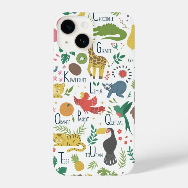 Funda Para iPhone Alfabeto tropical para niños (Reverso )
