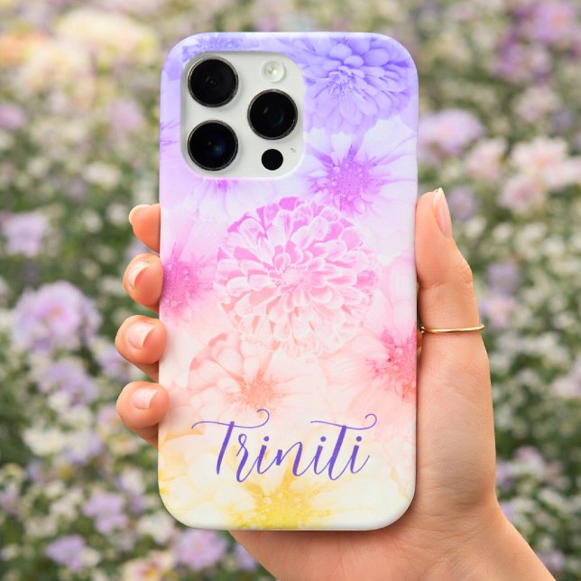 Funda Para iPhone Algodón de azúcar floral personalizado suave (Soft Cotton Candy Custom Name iPhone Cover)