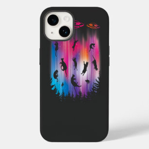 Funda Para iPhone 14 Alien Secuestro de Gato Volando Saucer Funny OVNI