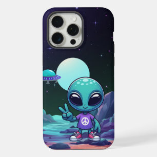 Alienígena de la paz lindo y nave espacial