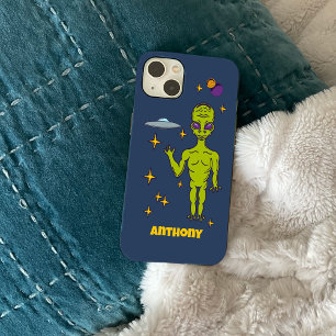 Funda Para iPhone 14 Alienígena espacial con Saucer volador personaliza