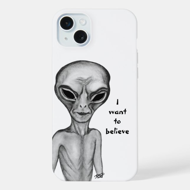 Funda Para iPhone Alienígena Gris , Quiero creer (Reverso )