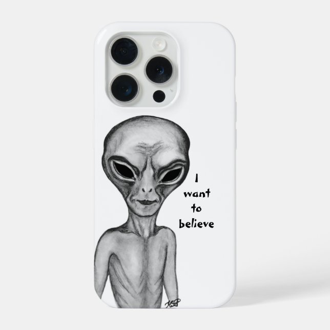 Funda Para iPhone Alienígena Gris , Quiero creer (Reverso )