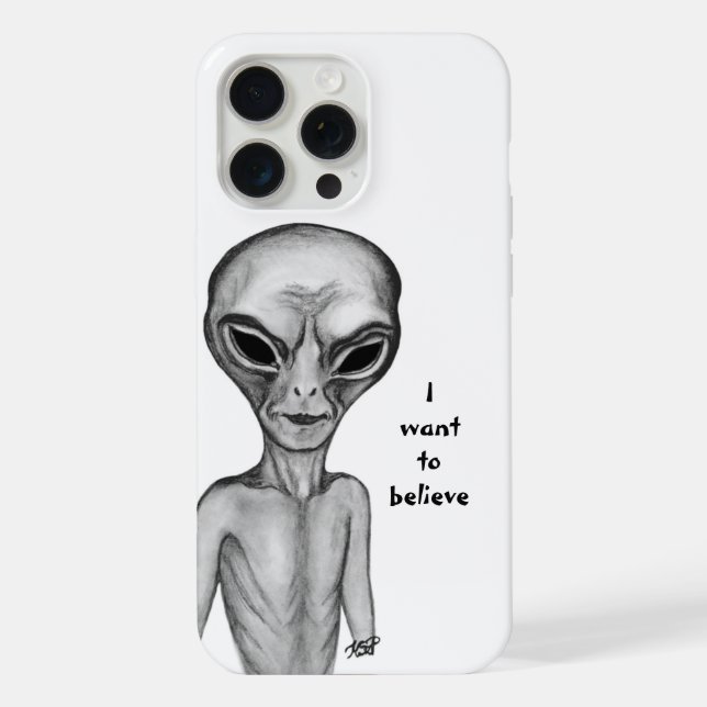 Funda Para iPhone Alienígena Gris , Quiero creer (Reverso )
