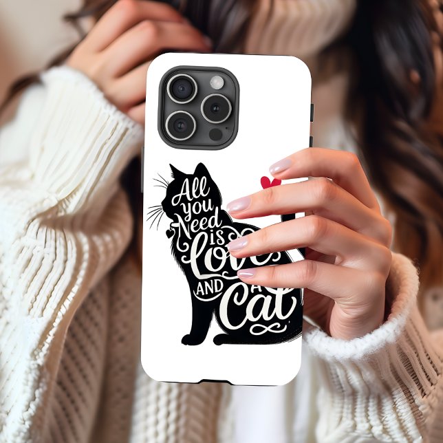 Funda Para iPhone All You need is Love and a Cat iPhone Case (Personalize this cute All you need is Love and a cat. )