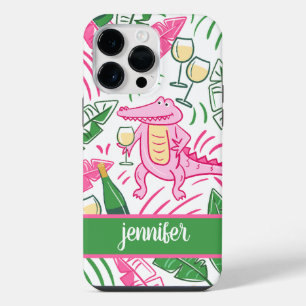 Funda Para iPhone 14 Pro Max Alligator Wine Pink Green Preppy Personalizado Cas
