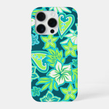 Aloha Heart Hawaiian Hibiscus Tropical Verde azula