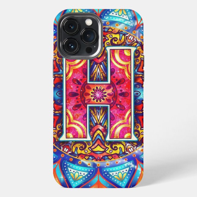 Funda Para iPhone Alphabet H mandala (Reverso )