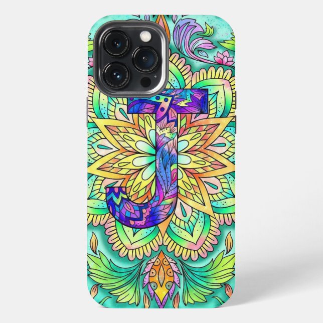 Funda Para iPhone Alphabet J mandala (Reverso )