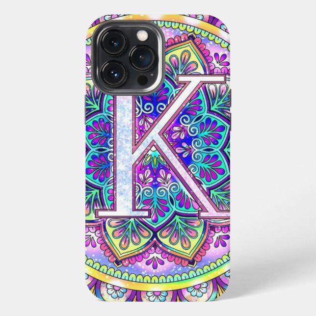 Funda Para iPhone Alphabet K mandala (Reverso )