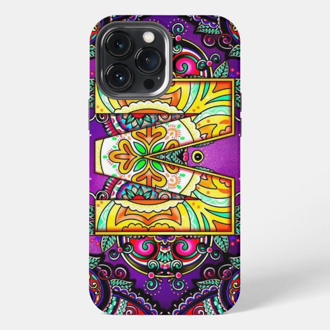 Funda Para iPhone Alphabet M mandala (Reverso )
