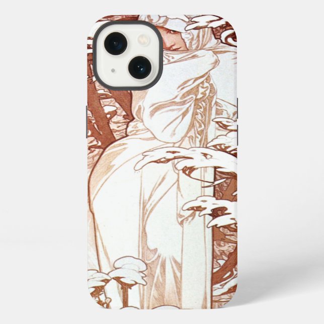 Funda Para iPhone Alphonse Mucha - Blanco Invierno (Reverso )