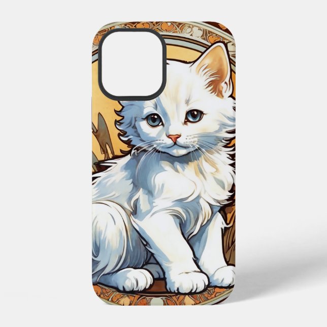 Funda Para iPhone Alphonse Mucha Style Cat (Reverso )
