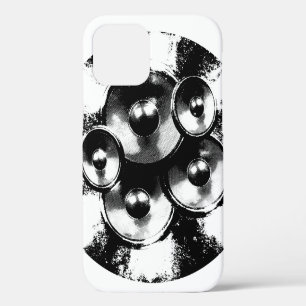 Funda Para iPhone 12 Altavoces de música en blanco y negro en un estuch