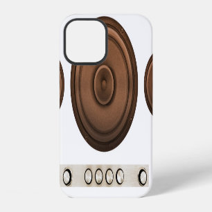 Funda Para iPhone 12 Altavoces retro: marrón, aislados sobre blanco.
