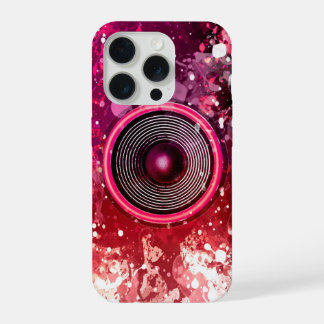 Altavoz de música rosa y salpicaduras de pintura