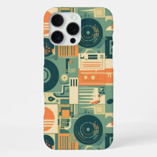 Funda Para iPhone 16 Pro Max Amante de la Música Retro Vinilos Cintas Abstracta