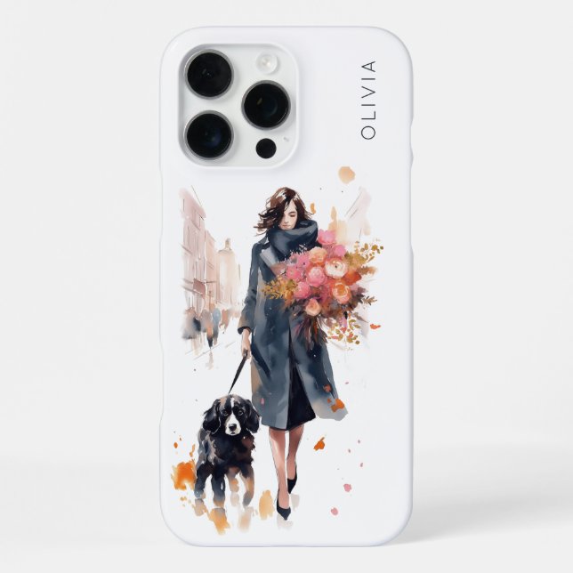 Funda Para iPhone Amante de Perro Chic Floral (Reverso )