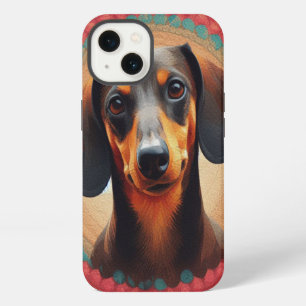 Amante de perro salchicha realista con borde color