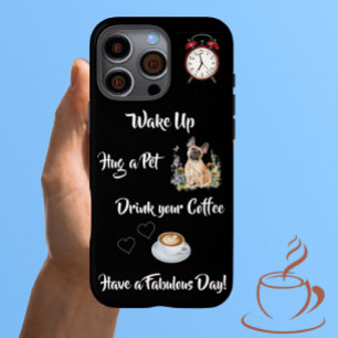 Funda Para iPhone 16 Pro Max Amante de Perros y Café Divertido Único