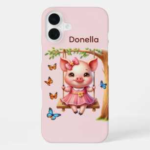 Funda Para iPhone 16 Plus Amantes divertidos de los cerdos agreguen su nombr