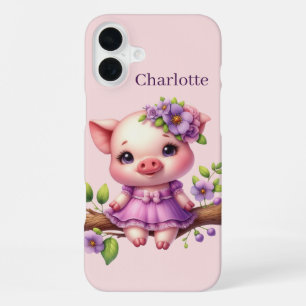 Funda Para iPhone 16 Plus Amantes divertidos de los cerdos agreguen su nombr