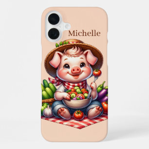 Funda Para iPhone 16 Plus Amantes divertidos de los cerdos añadan su nombre 