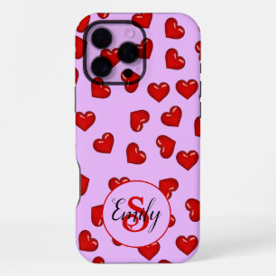 Funda Para iPhone 16 Pro Max Amantes elegantes Patrón de corazón rojo en Ca sua