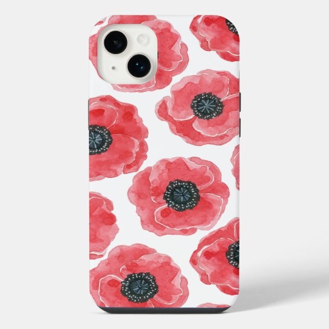 Funda Para iPhone Amapolas acuarela (Reverso)