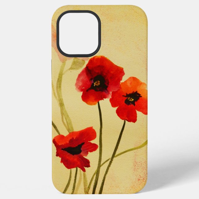 Funda Para iPhone Amapolas acuarela (Reverso )
