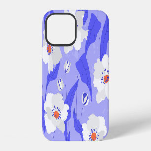 Funda Para iPhone 12 Amapolas Blancas: Costura Morada Sin Costuras Dibu