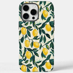 Funda Para iPhone 16 Pro Max Amarillo Brillante con Patrón de Limones