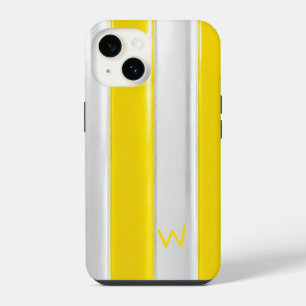 Funda Para iPhone 14 Amarillo limón y blanco metálico