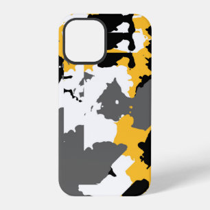 Funda Para iPhone 12 Pro Amarillo negro gris y blanco abstracto