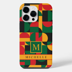Funda Para iPhone 14 Pro Max Amarillo Verde Rojo Negro Geométrico Personalizabl