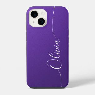 Funda Para iPhone 14 Amatista Blanco Elegante Caligrafía Nombre Persona