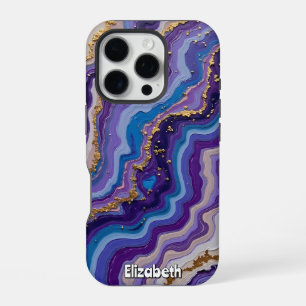 Funda Para iPhone 16 Pro Amatista y Oro Abstracto
