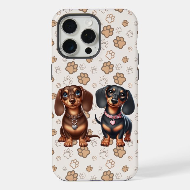 Funda Para iPhone Amigos de Cute Dachshund (Reverso )