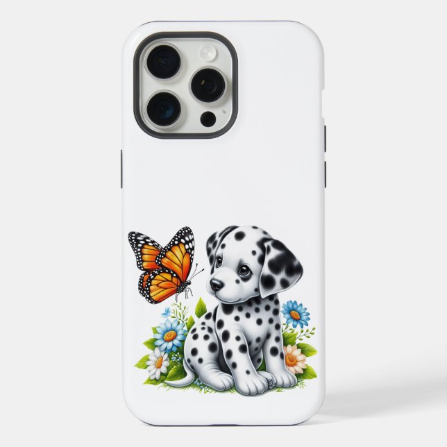 Funda Para iPhone Amigos de Cute Dalmatian/Butterfly (Reverso )