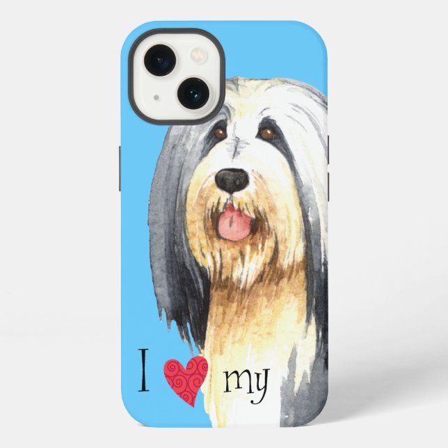 Funda Para iPhone Amo a mi Bearded Collie (Reverso )