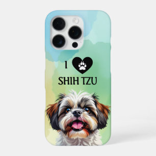 Funda Para iPhone 16 Pro Amo a mi cachorro Shih Tzu